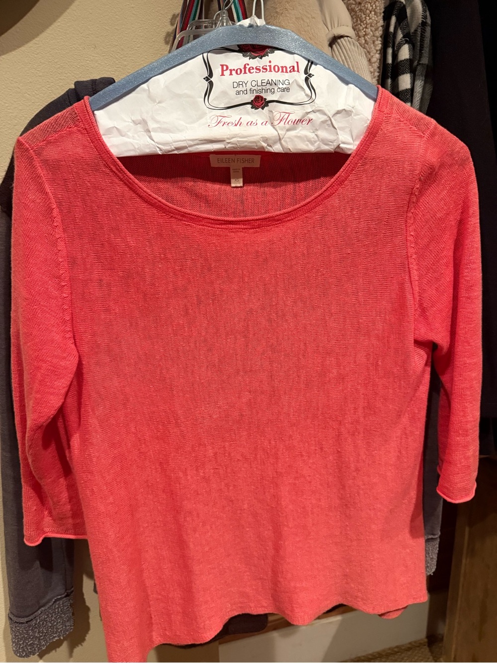 Eileen Fisher Coral Scoop-Neck Lightweight Knit Top